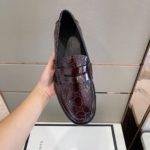 Gucci Men's GG Embossed Loafers Horsebit Dark Brown For Men 699501