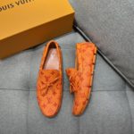 Louis Vuittion LV Driver Moccasin Orange For Men LV 1AAF54