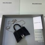 Balenciaga Hourglass Mini Handbag With Chain In Black, For Women, Women's Bags 4.7in/12cm