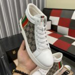Gucci Men's GG Ace High Top Sneaker With Web White And Gray For Men