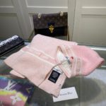 Dior Pompom Beanie & Scarf Set In Pink
