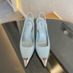 Prada Brushed Slingback Pumps Blue For Women 2.9in/75mm PRD