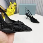 Prada Satin Slingback Pumps With Crystals Black For Women 2.2in/55mm PRD