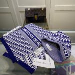 Dior Pompom Beanie & Scarf Set In Blue