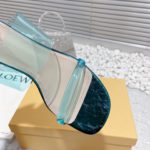 Fendi First Dark Green Transparent Medium-Heeled Sandals For Women