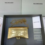 Balenciaga Hourglass Wallet On Chain in Gold, For Women, Women's Bags 7.6in/19cm 6560501S49M8005