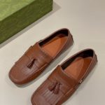 Gucci Men's Loafer With Driver Interlocking G Brown For Men 624699