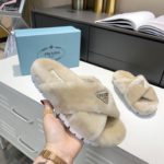 Prada Shearling Sandals Beige For Women 0.8in/20mm PRD 1XX600_173_F0379_F_ZF20