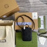 Gucci GG Embossed Mini Bag Black GG Embossed For Men 6.7in/17cm GG 658553 1W3AN 1000