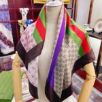 Gucci Geometric GG Print Twill Beige and Dark Green Scarf 90cm/35in ‎682469 3G001 9766