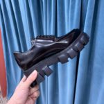 Prada Monolith Brushed Lace-Up Shoes Black For Women 2.4in/60mm PRD
