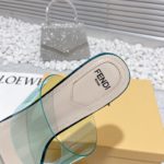 Fendi First Dark Green Transparent Medium-Heeled Sandals For Women