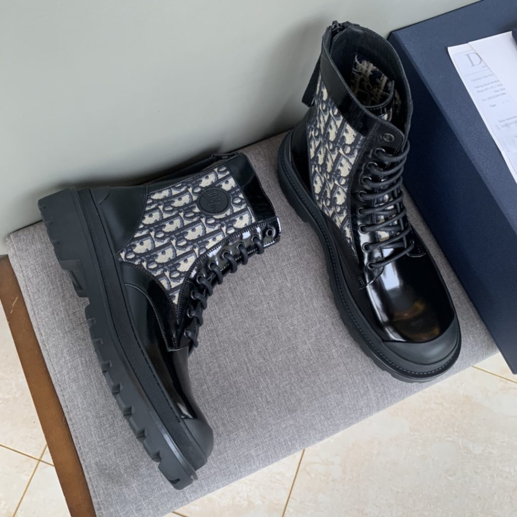 Christian Dior Women's Dior With Oblique Jacquard Ankle Boot Black For Women CD
