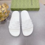 Gucci Men's Rubber GG Slide Sandals White For Men 573922 JDR00 9014
