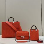 Fendi Baguette Chain Midi Red FF Fabric Bag For Woman 14.5cm/6in 8BR793AHW5F1F2I