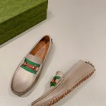 Gucci Men's Horsebit Driver With Web Distressed Beige For Men 624698 1XH10