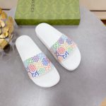 Gucci Men's GG Slide Sandal With Stars White For Men 407345
