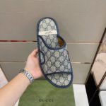 Gucci Men's GG Supreme Slide Sandal Blue And Beige For Men ‎624879