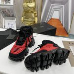 Prada Cloudbust Thunder High-Top Sneakers Red/Black For Women 1.9in/50mm PRD