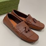 Gucci Men's Loafer With Driver Interlocking G Brown For Men 624699