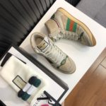 Gucci Men's GG Screener Distressed High Top Off-White Green For Men 563730 9Y9P0 9661