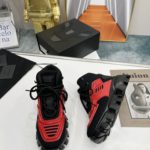 Prada Cloudbust Thunder High-Top Sneakers Red/Black For Women 1.9in/50mm PRD