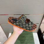 Gucci Women's Slide Sandal With Straps Orange And Green For Women 658020 2HK60