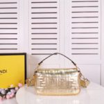 Fendi Baguette Chain Midi Medium Gold Bag For Woman 26cm/10in