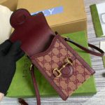 Gucci Horsebit 1955 Mini Bag Beige And Burgundy GG Supreme Canvas For Women  6.7in/17cm GG 625615F6B3G9865