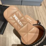 Prada Embroidered Fabric Slides Black/Orange For Women 0.4in/10mm PRD