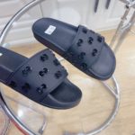 Gucci Women's Rubber GG Slide Sandals Black For Women ‎573922 JDR00 1000