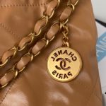Chanel 22 Handbag Gold Hardware Shiny Camel For Women, Women's Handbags, Shoulder Bags 16.5in/38cm AS3261 B08037 NB356