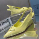 Prada Brushed Slingback Pumps Yellow For Women 2.6in/65mm PRD