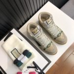 Gucci Men's GG Screener Distressed High Top Off-White Green For Men 563730 9Y9P0 9661