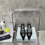Prada Mesh Fabric Slingback Pumps Black For Women PRD 1I828M_099_F0002_F_045