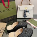 Gucci Men's GG Slipper With Horsebit Black For Men GG Shoes 694249