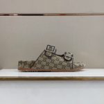 Gucci Men's Slide Sandal With Straps Beige And Ebony For Men 658020 2HK60 9791