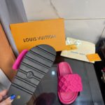 Louis Vuitton Women's Pool Pillow Comfort Flat Mule Fuchsia Pink For Women LV 1AA1DO
