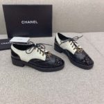 Chanel Women's Lace- Ups With Gold Chain Black And White For Women 1.6in/4cm