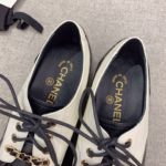 Chanel Women's Lace- Ups With Gold Chain Black And White For Women 1.6in/4cm