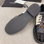 Chanel Women's Lace- Ups With Gold Chain Black And White For Women 1.6in/4cm