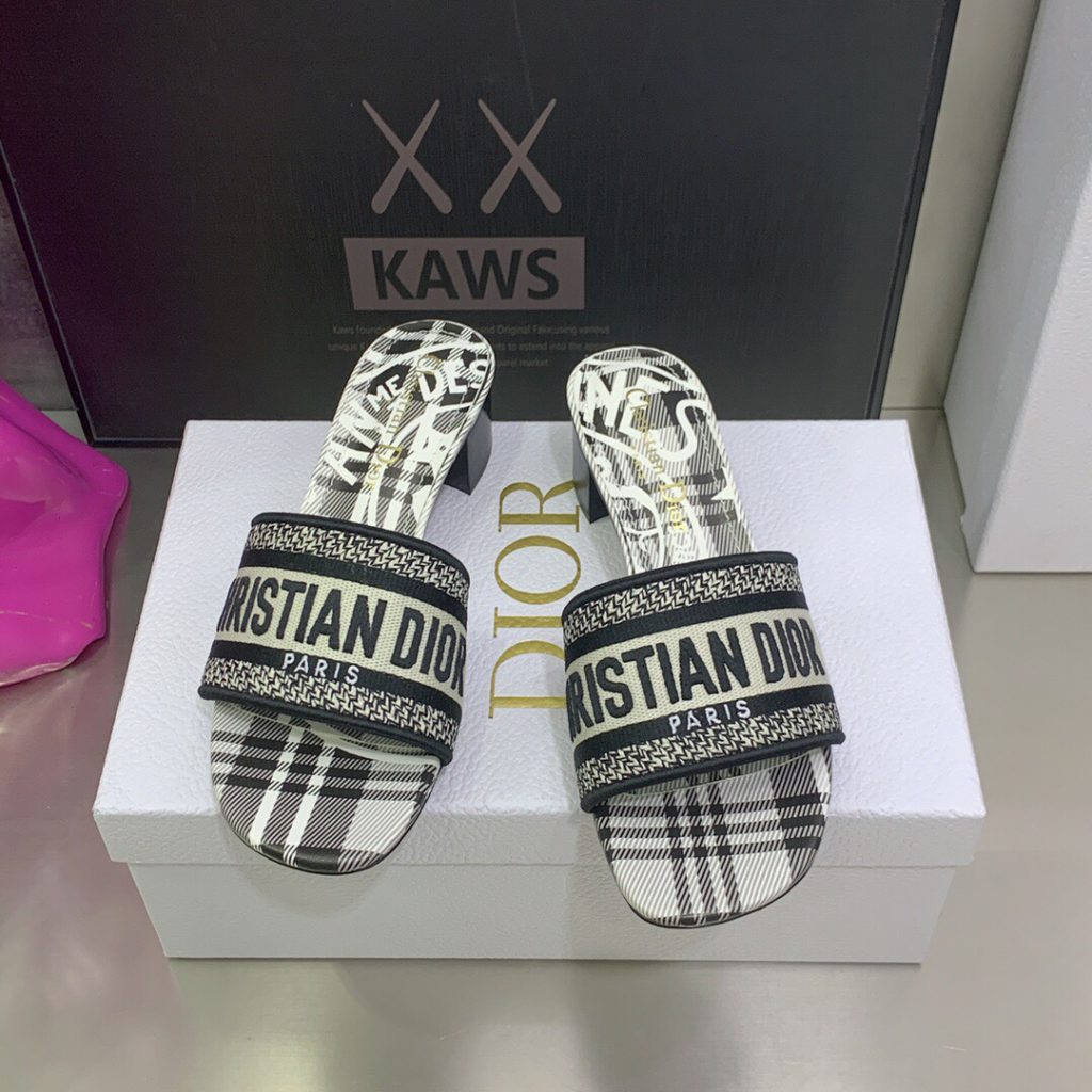Christian Dior Women's Dway Heeled Slide Black and White For Women CD KCQ244CEE_S17X