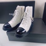 Chanel Women's Lace- Ups White And Black For Women 1.6in/4cm