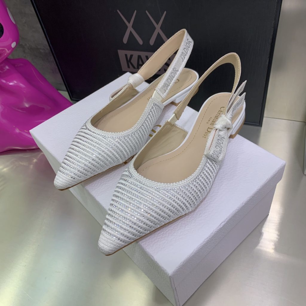 Christian Dior Women's J'Adior Slingback Ballerina Flat Bright White For Women CD
