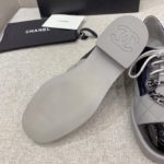 Chanel Women's Lace- Ups With Gold Chain Black And Grey For Women 1.6in/4cm