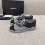 Chanel Women's Lace- Ups With Gold Chain Black And Grey For Women 1.6in/4cm