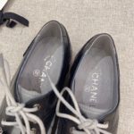 Chanel Women's Lace- Ups With Gold Chain Black And Grey For Women 1.6in/4cm