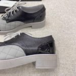 Chanel Women's Lace- Ups With Gold Chain Black And Grey For Women 1.6in/4cm