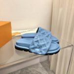 Louis Vuitton Women's Pool Pillow Flat Comfort Mule Blue For Women LV