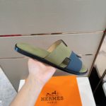 Hermes Izmir Sandal Fluorescent Green And Blue For Men H211868ZH61415